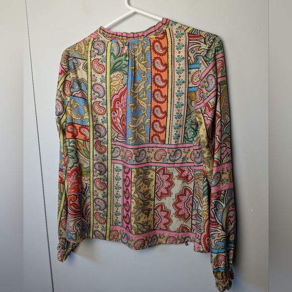 BODEN Romantic Top Women Colorful Blouse Size 2 Silk And Viscose Fabric Loose - Picture 13 of 15